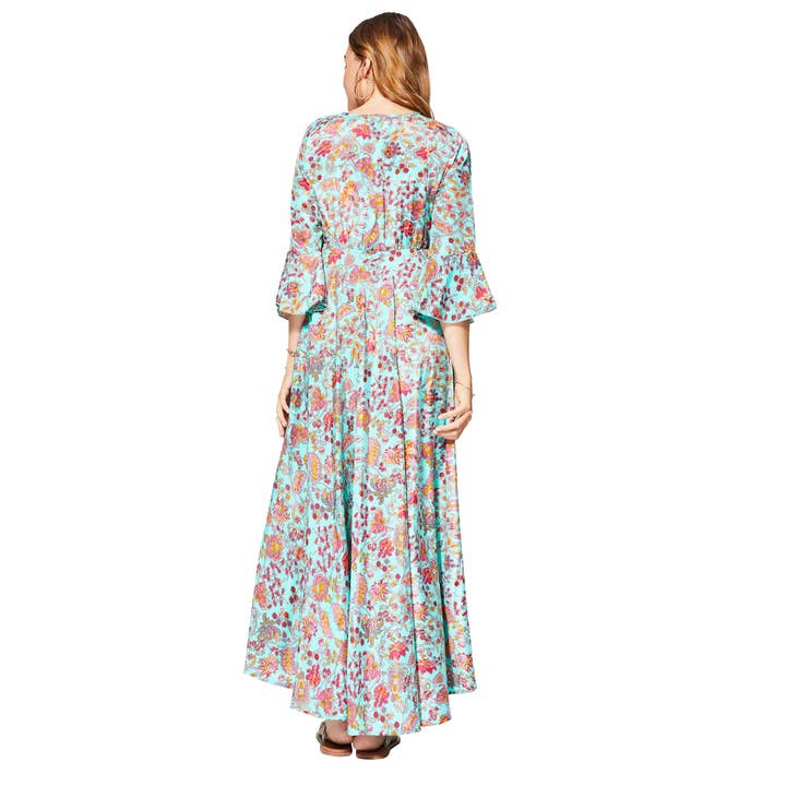 Aller Simplement - Wholesale Jurk - Dames - LANGE ZOMERJURK MET 3/4 MOUWEN MCMAXI0657B
