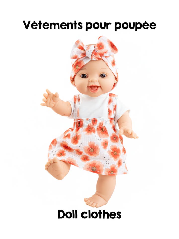 Clothes for dolls Alex & Sonia - Floral overalls set - Paola Reina for wholesale by Shine on me Distribution