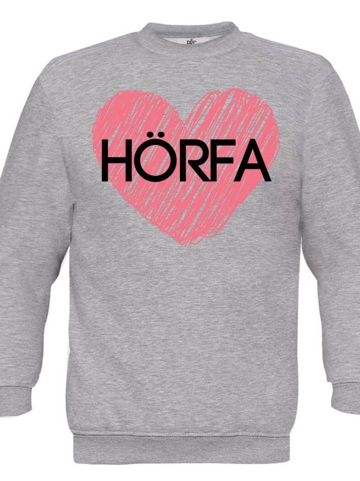 Felpa con cuore rosso in grigio per la vendita all'ingrosso da parte di HÖRFA