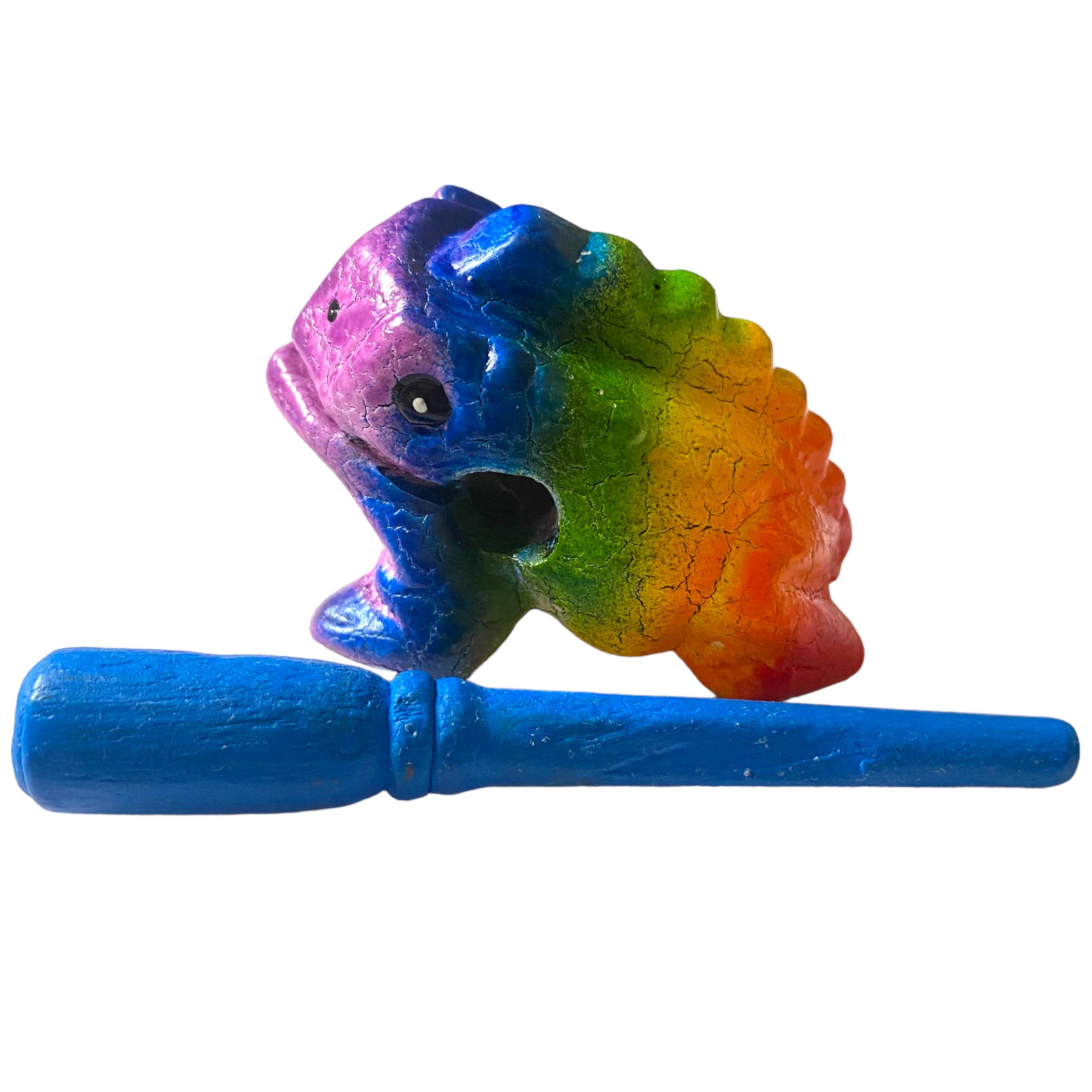 Music Frog Co - Vendita all'ingrosso Gioco musicale - Bambini e neonati - Strumento a percussione rana musicale in legno arcobaleno piccolo da 2"8
