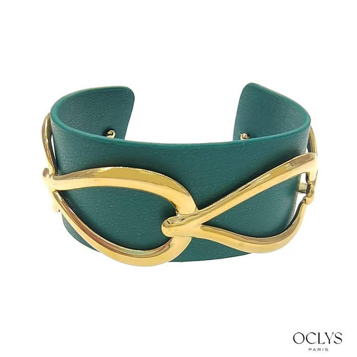 Oclys - Vente Bracelet manchette - Bracelet manchette PU et acier inoxydable Lorie