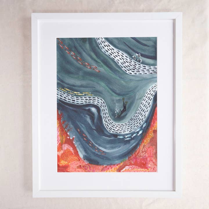 Dyk — Dykning Coral Art Print för wholesale av Hattie Buckwell