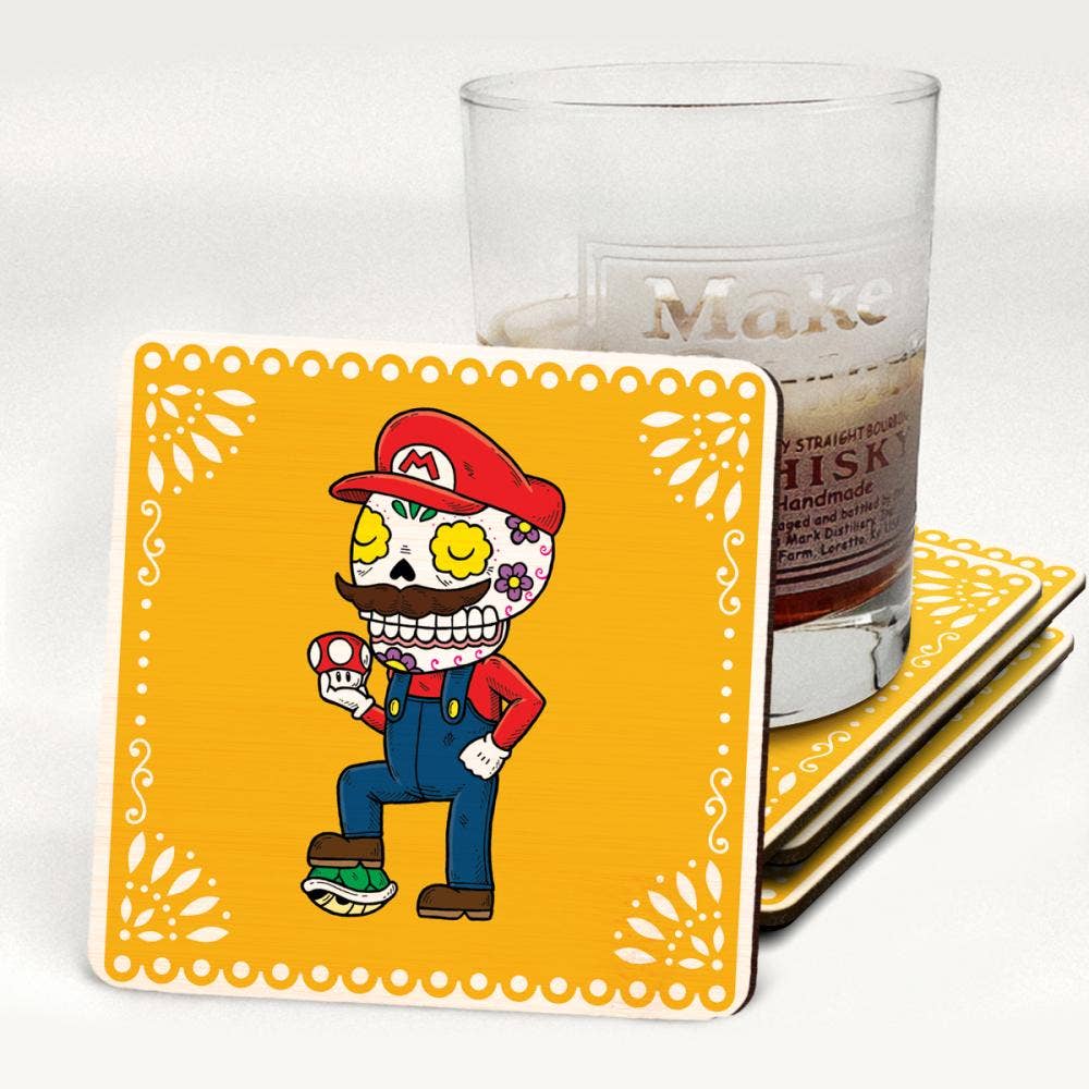 Fresh Prints of CT - Wholesale Coasters - Mario - Day of the Dead Coaster3