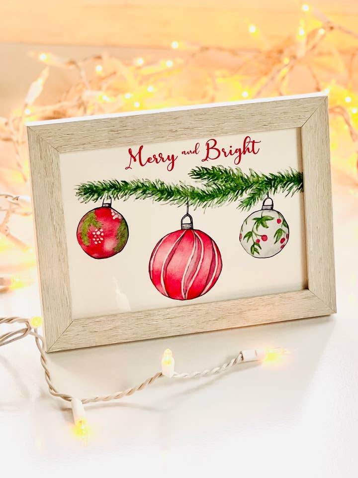 Merry and Bright Art print for wholesale by Emilia Rose Artwork LLC