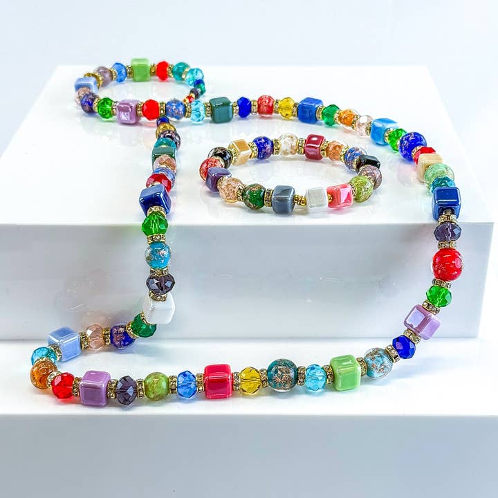 Colar Multicolorido com Contas / Pulseira Bellagio - Feito em Itália por atacado de Via Graceffo