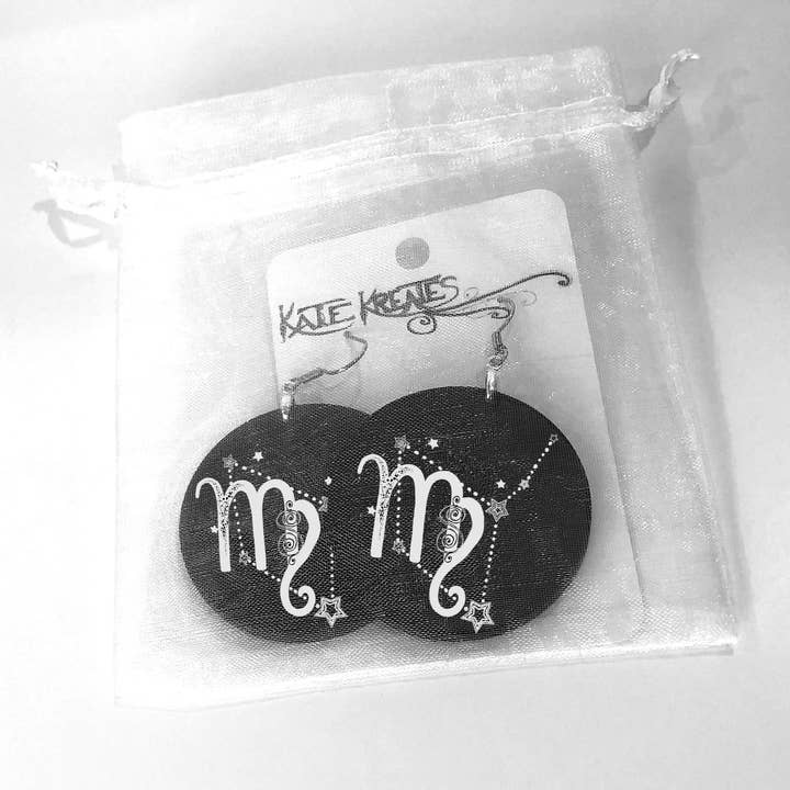 Katekreates - Venta al por mayor Pendientes colgantes - Símbolo y constelación de Virgo, Pendiente zodiaco de 2»1