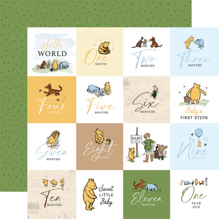 Winnie The Pooh Baby Journaling Cards & Patterned Paper for wholesale by Echo Park Paper Co.