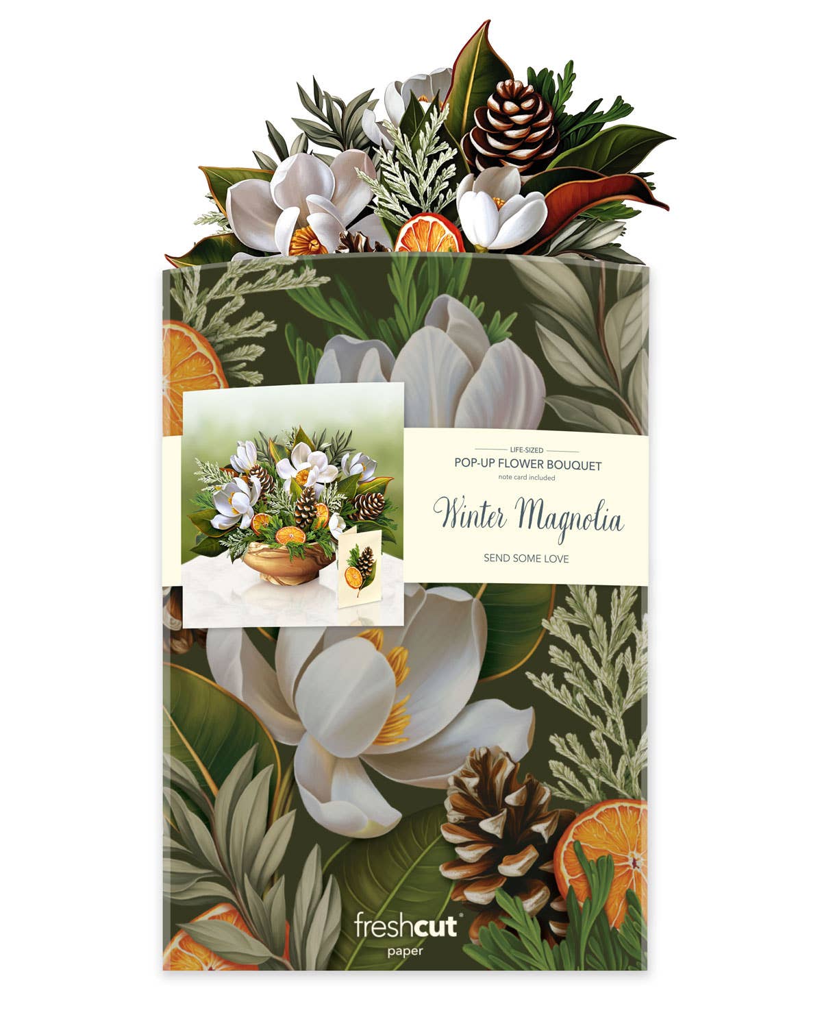 FreshCut Paper LLC - Wholesale Everyday Greeting Card - Winter Magnolia (6 Pop-up Greeting Cards)5