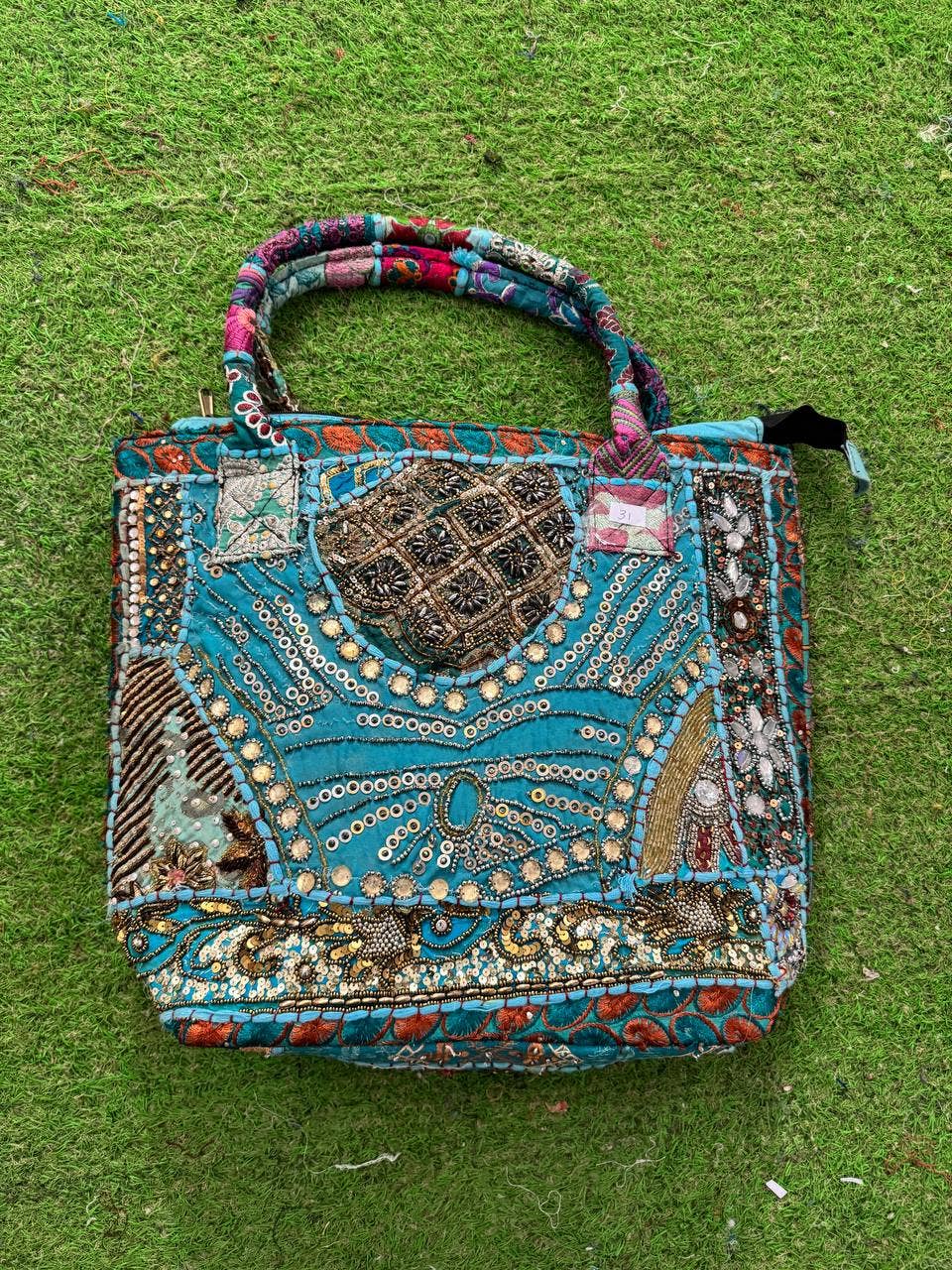 GYPSY STUDIO - Wholesale Shoulder Bag - Women's - Khambaadiya Bag Beads Work Bag Stylish Party Wear Cotton Bag0