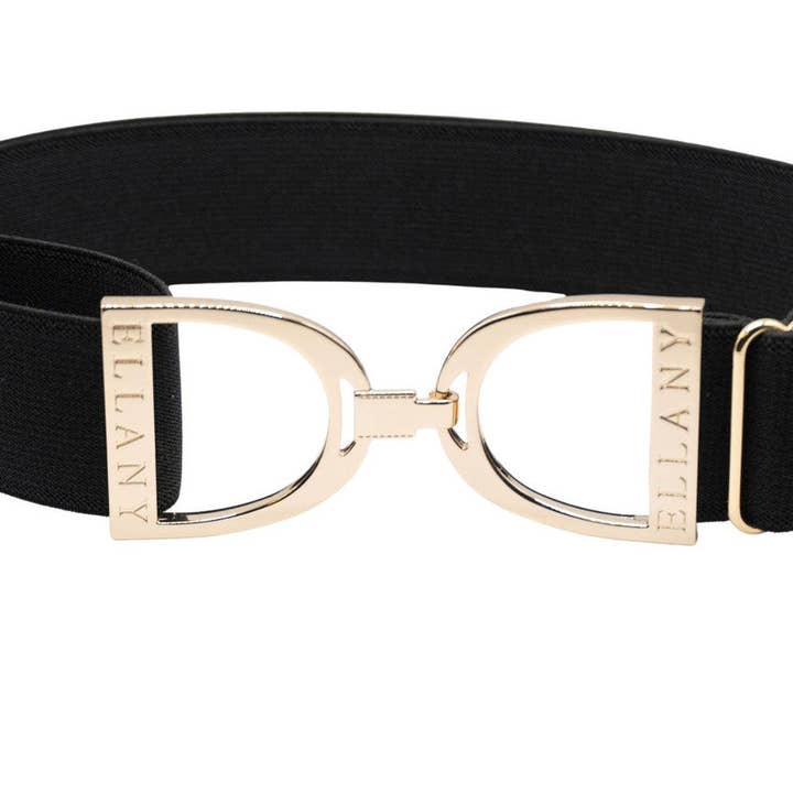 Noir - Ceinture élastique pour étriers dorés de 1,5" pour la vente par Huston x Ellany