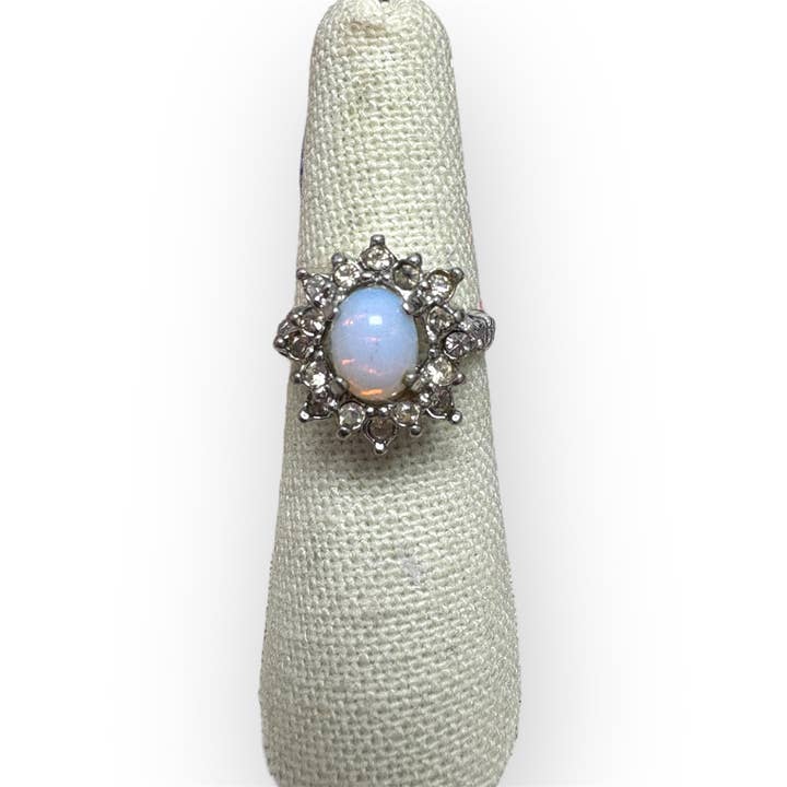 Ethiopian Opal and White Zircon Cocktail Ring for wholesale by Celestial Avenue