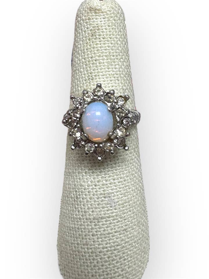 Ethiopian Opal and White Zircon Cocktail Ring for wholesale by Celestial Avenue