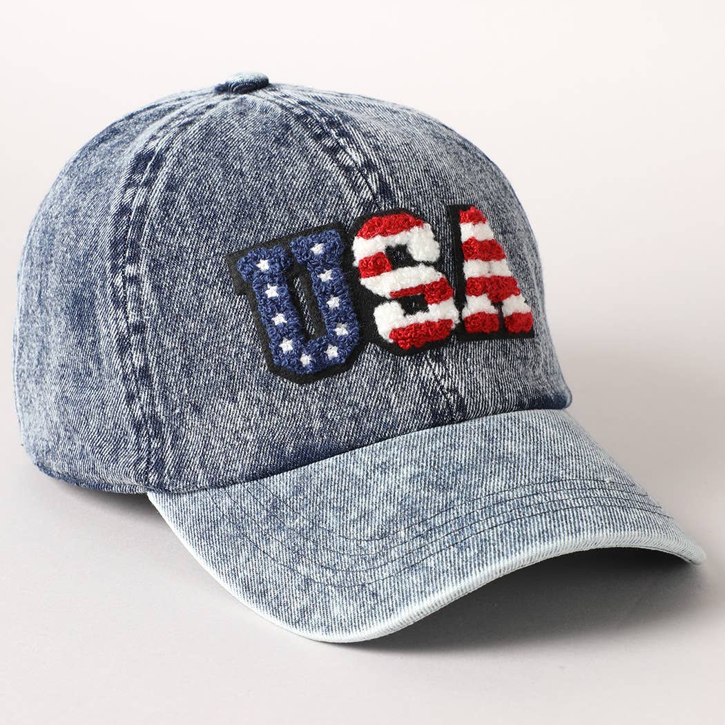 Fashion City - Wholesale Baseball Cap - Unisex - US Themed USA Letter Chenille Patch Baseball Cap3