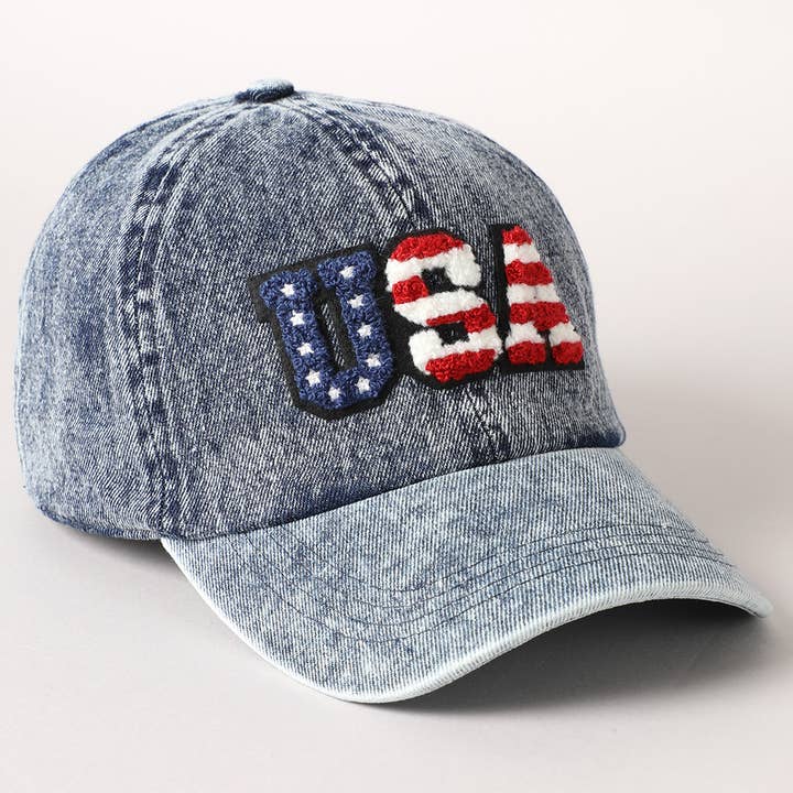 Fashion City - Wholesale Baseball Cap - Unisex - US Themed USA Letter Chenille Patch Baseball Cap3