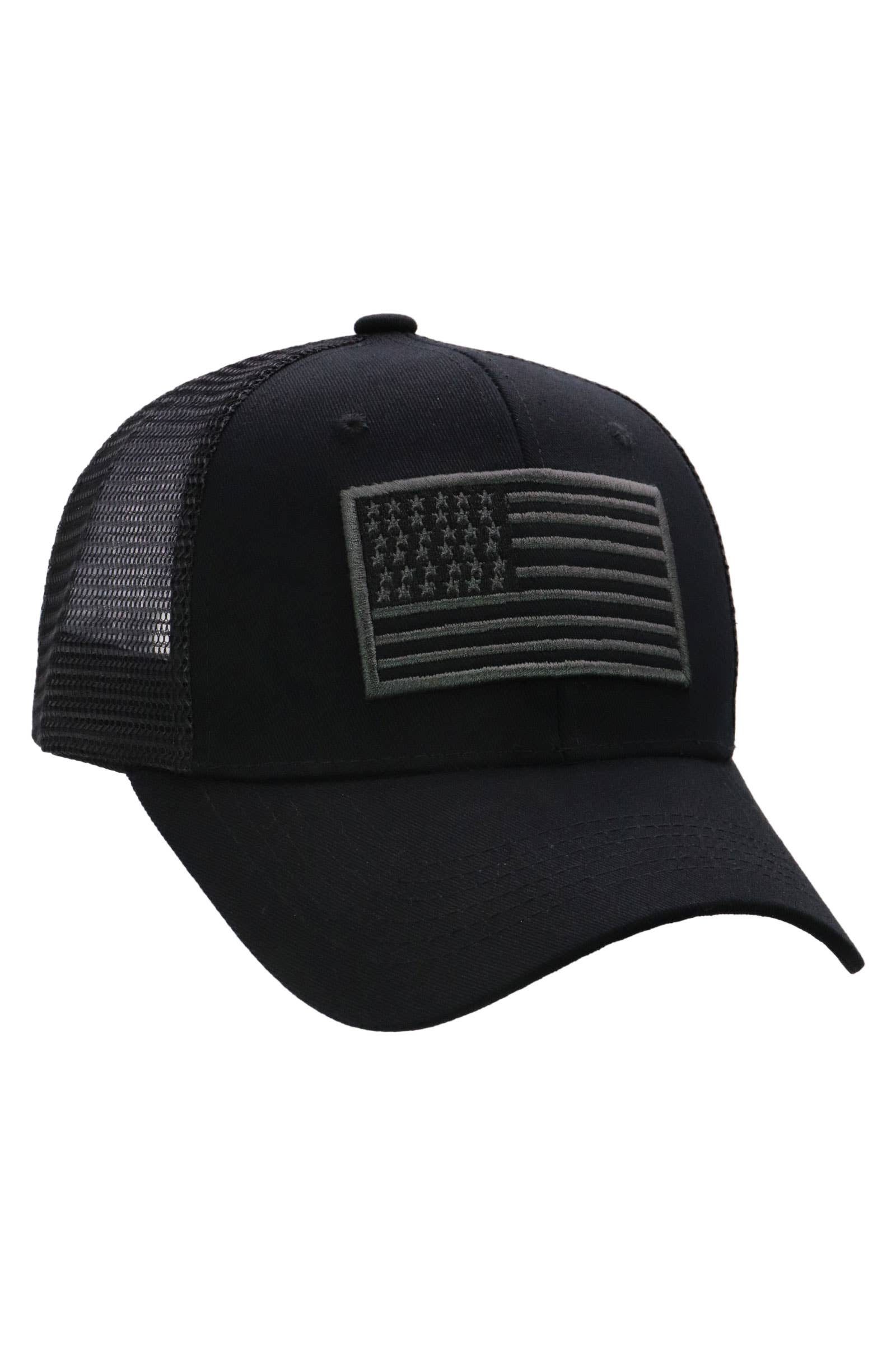 Cap Zone - Wholesale Trucker Hat - Unisex - American Flag Patch Cotton Trucker Hat0