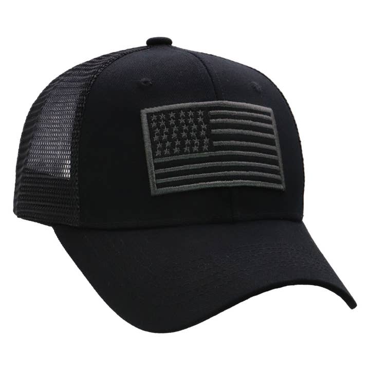 Cap Zone - Wholesale Trucker Hat - Unisex - American Flag Patch Cotton Trucker Hat