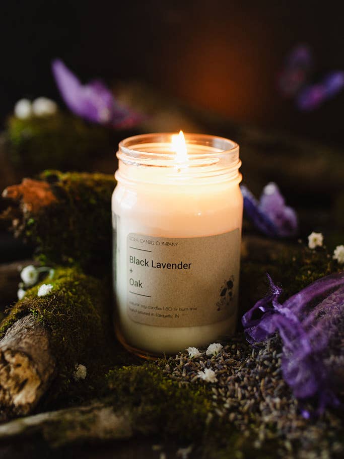 Black Lavender + Oak for wholesale by Flora Candle Company