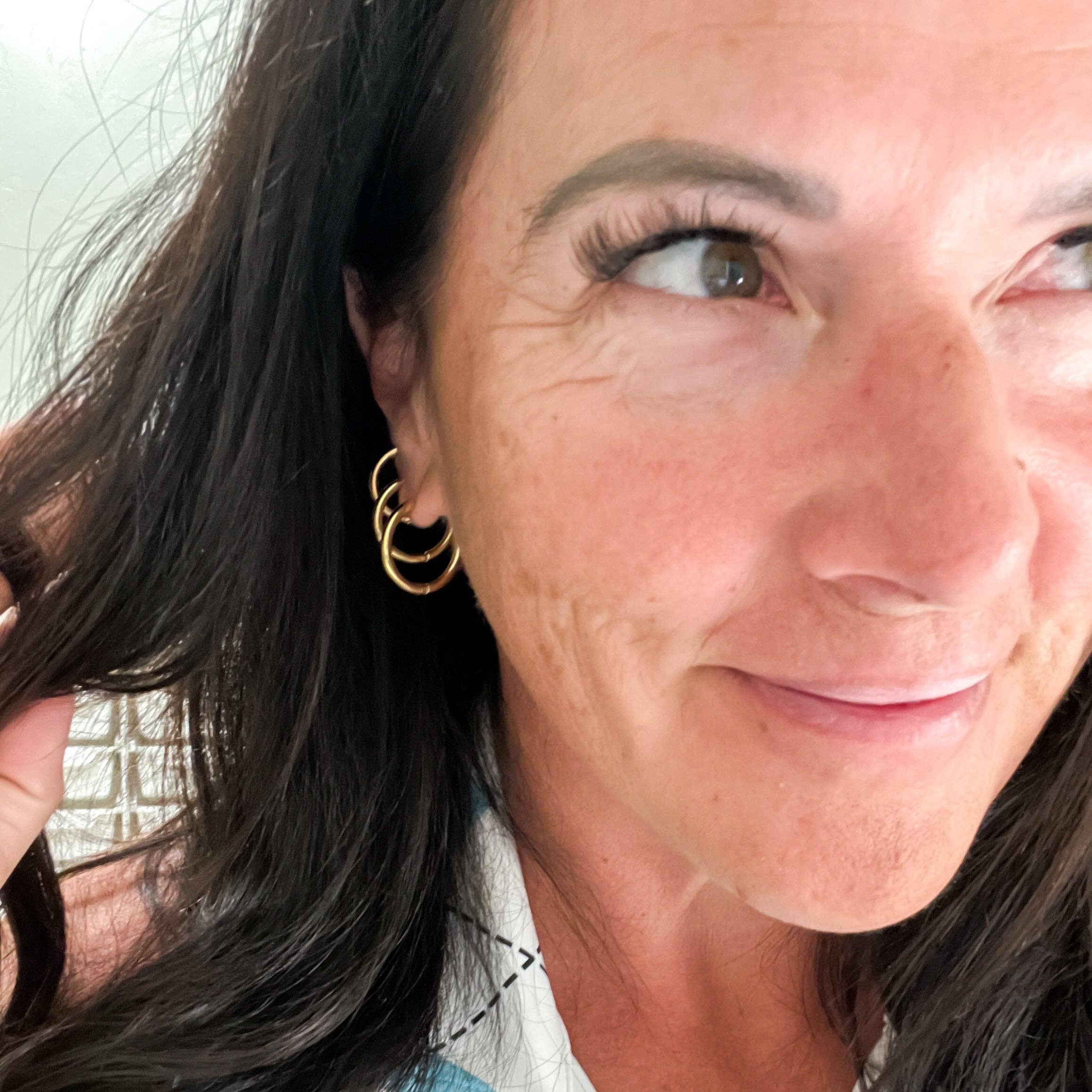 Fiona Grace - Wholesale Jewelry Set - Larger 18k Gold Huggies- Set Of 33