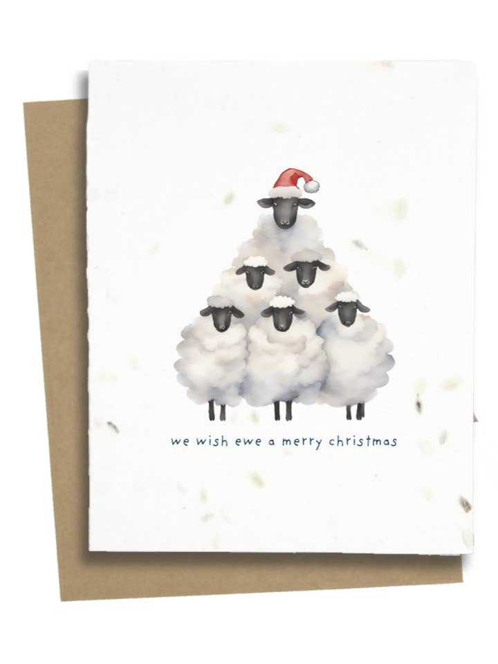 Christmas Sheep Card for wholesale by Greet n' Grow Plantable Cards