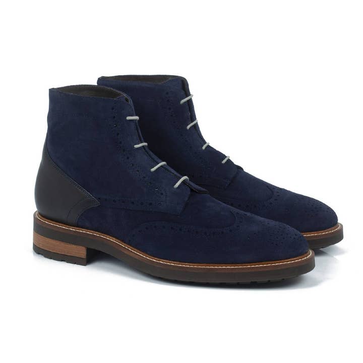Bottine SALORA-MARINO en daim bleu pour la vente par Men's Heritage