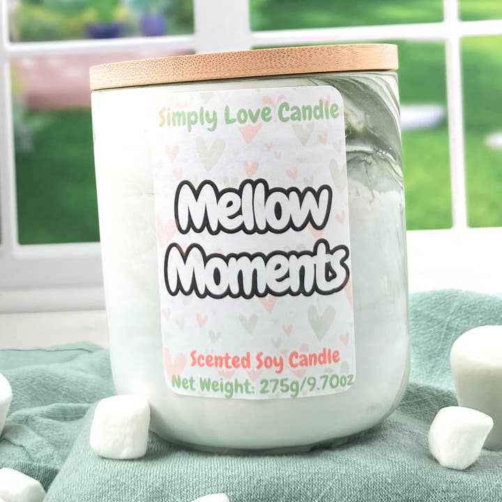 Marshmallow Fluff 10 oz Marbled Soy Candle with Lid for wholesale by Simply Love Candle