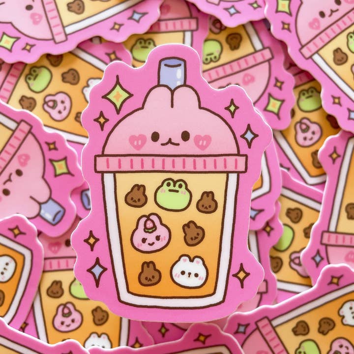 Autocollant en vinyle Bunny Boba pour la vente par StickyRiceCo