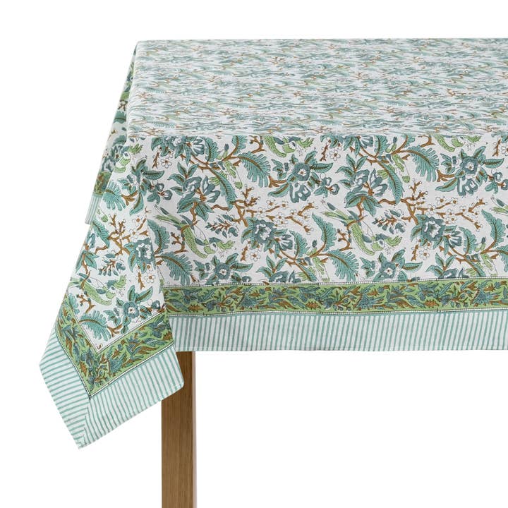 Fabricrush – wholesale Tablecloth – Sage And Russian Green Indian Printed Floral Tablecloth2