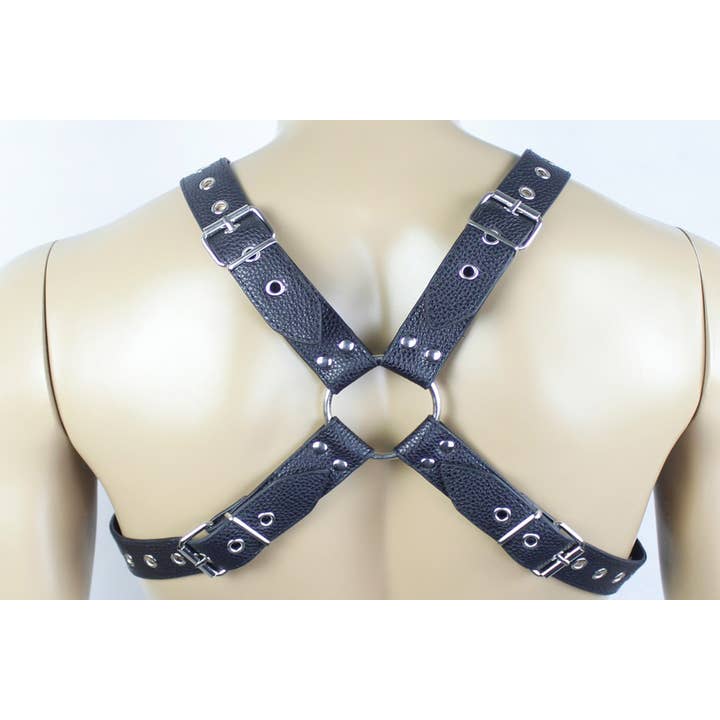 Plesur Body Products - Vente Sex toys - Harnais de poitrine - Cuir végétalien PVC X-Cross1