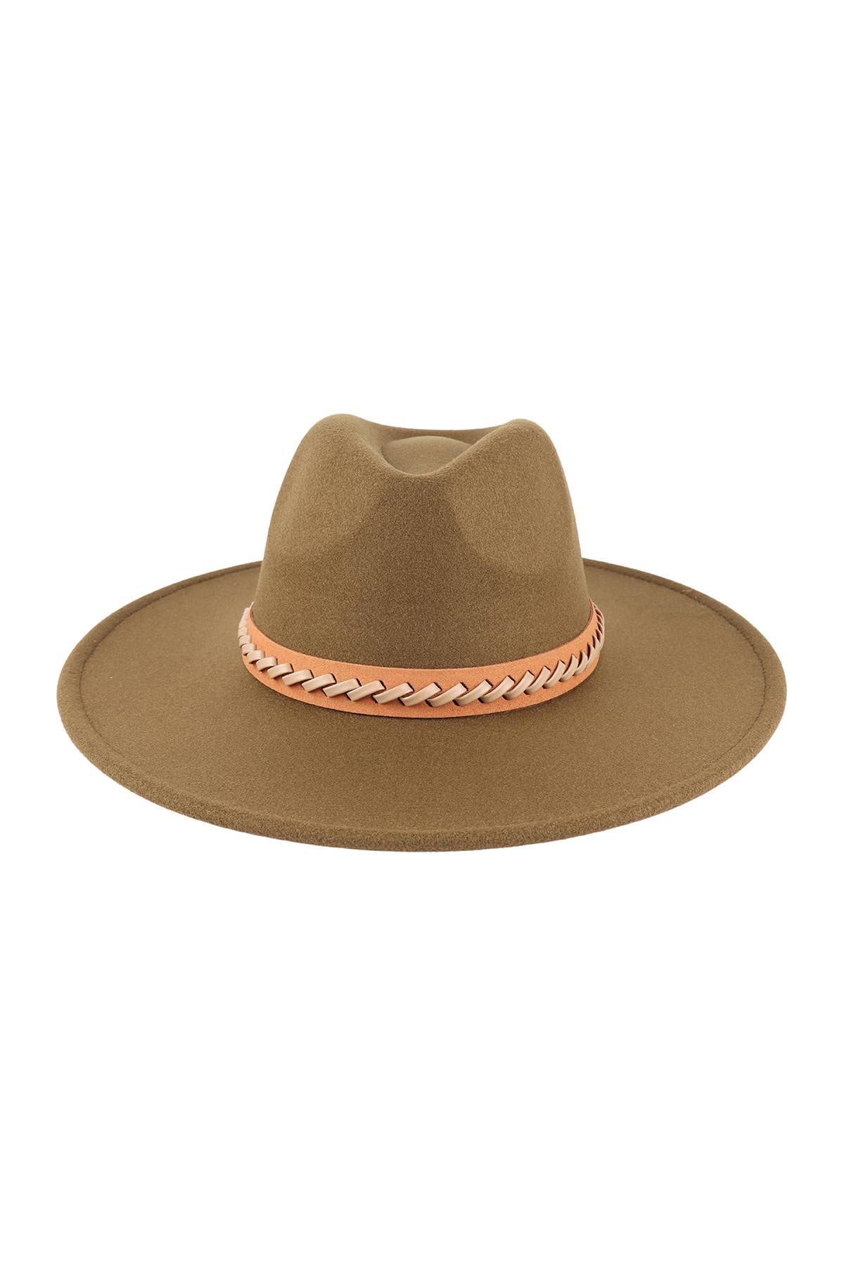 Pink Irene Wholesale - Wholesale Fedora - Women's - FELT FASHION BRIM HAT WITH LEATHER BRAIDED TRIM5