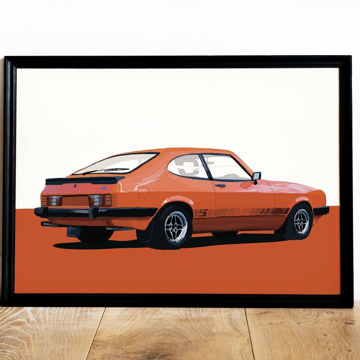 Ford Capri Art — Klassischer Ford Capri 3.0 S, 3, Orange für den Großhandel von Illustrator maker
