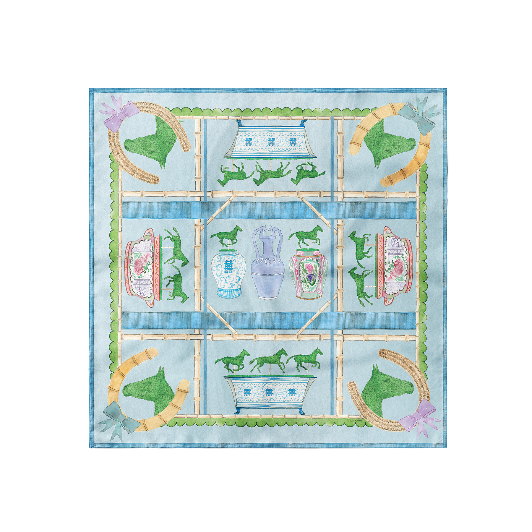 Maizie Clarke LLC - Wholesale Scarf - Women's - Equestrian Topiary Scarf1