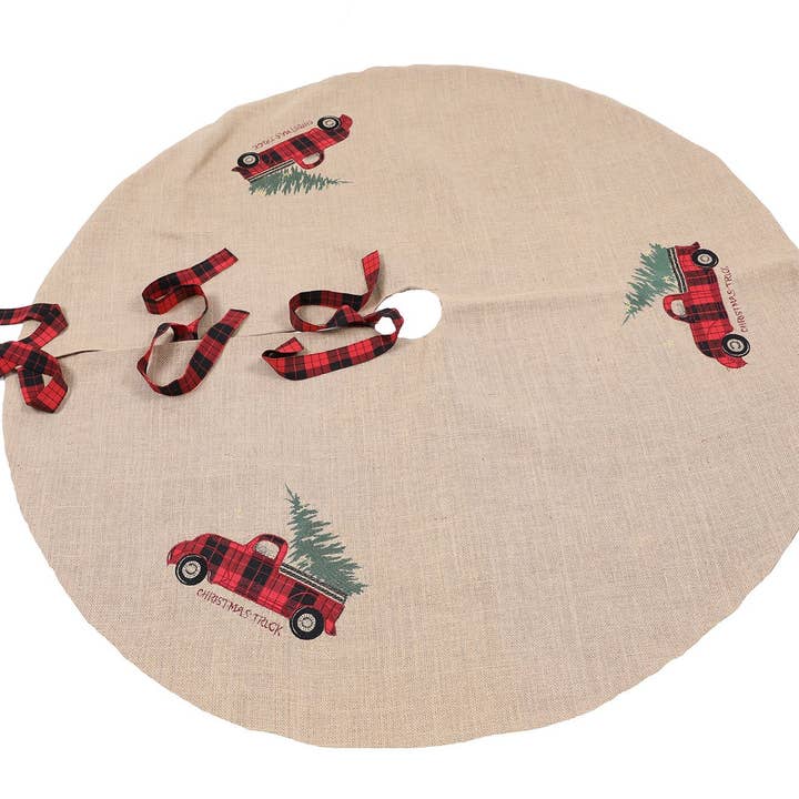 56" runda Vintage Tartan lastbil med julgran kjol för wholesale av Xia Home Fashions & Manor Luxe