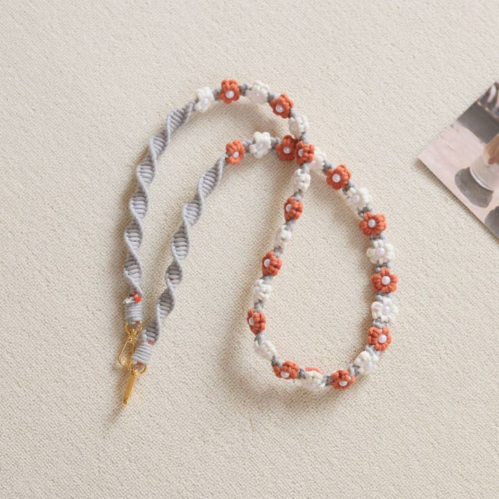 Weavey Studio – wholesale Phonecase strap – Macrame flower twisted pattern lanyard camera phone strap12