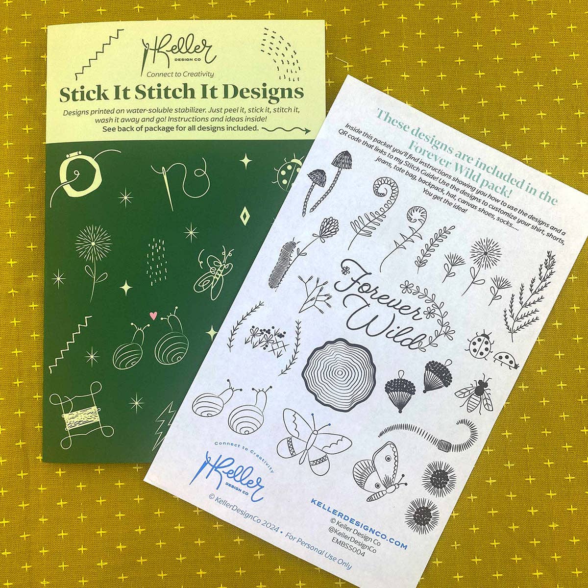 Keller Design Co. - Wholesale Embroidery/Cross Stitch Supplies - Stick It Stitch It Water Soluble Embroidery Patterns-Forever Wild6