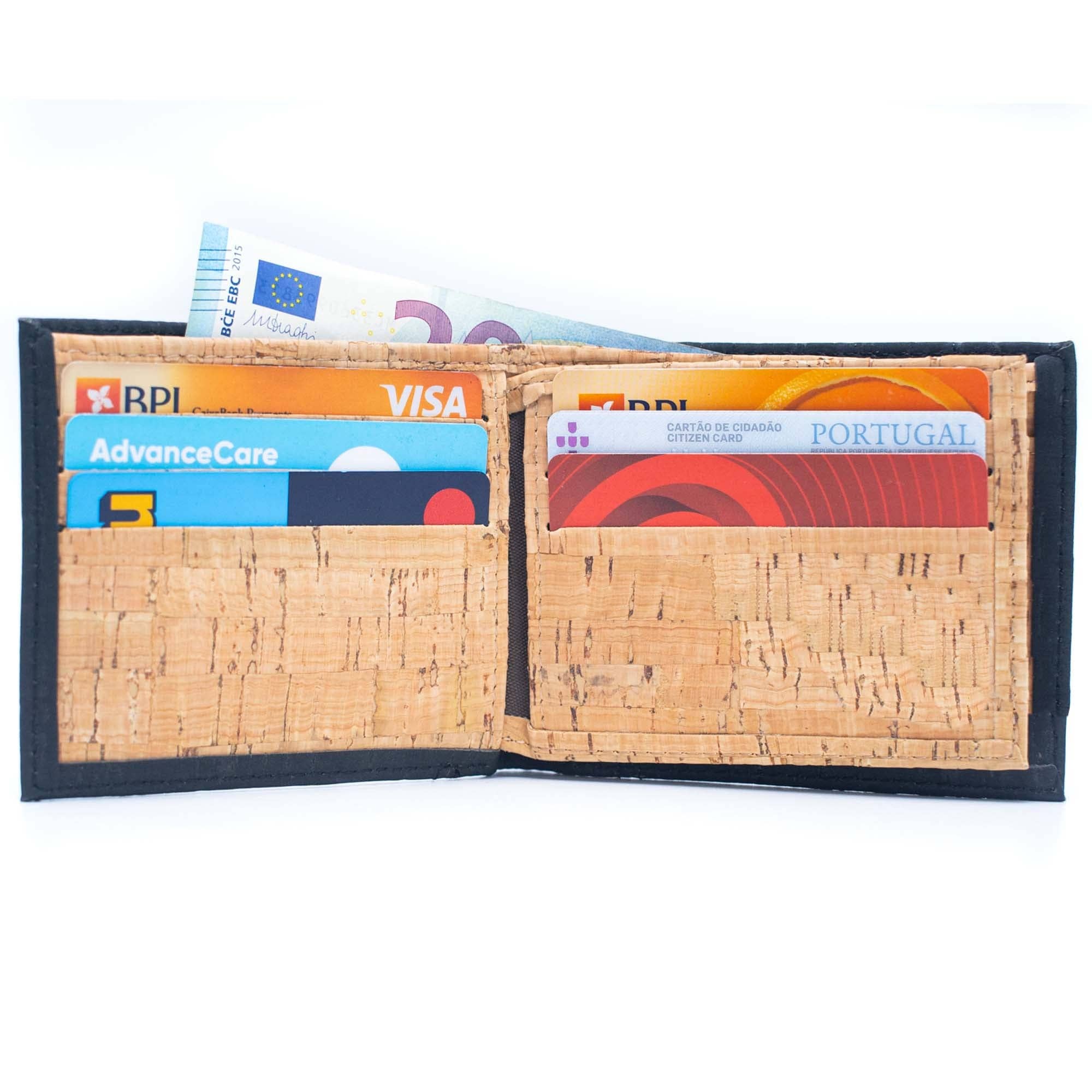 Meninas Bonitas Cork - Wholesale Wallet - Men's - Black and Brown cork slim card men wallet BAG-351-BD7