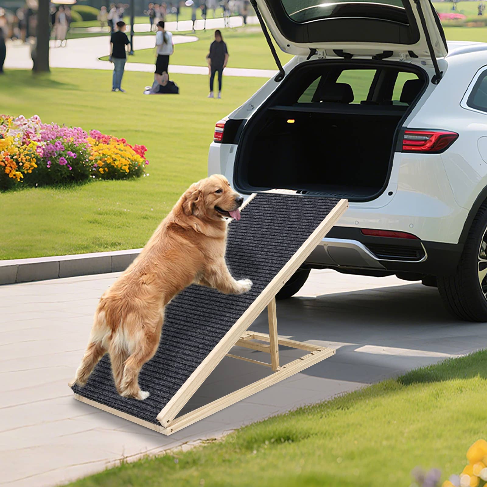 Natural Wood Dog Ramp for Bed, Extra Wide Non-Slip Pet Ramp, Foldable for wholesale on Faire9