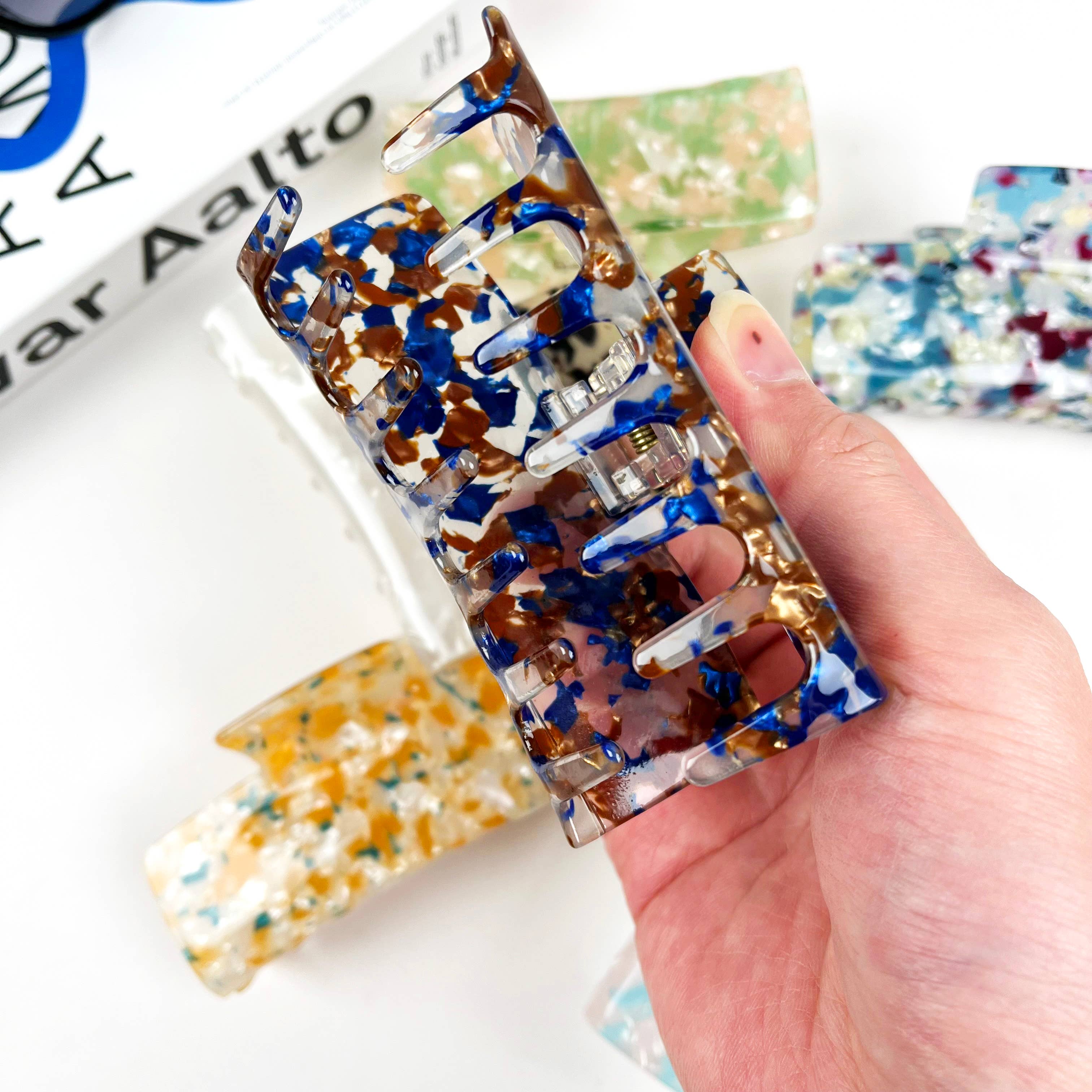 TheDivaSoap – Großhandel Haarclip – Damen – Acetatfarbene quadratische Haarspange Einfache Krallenclips9