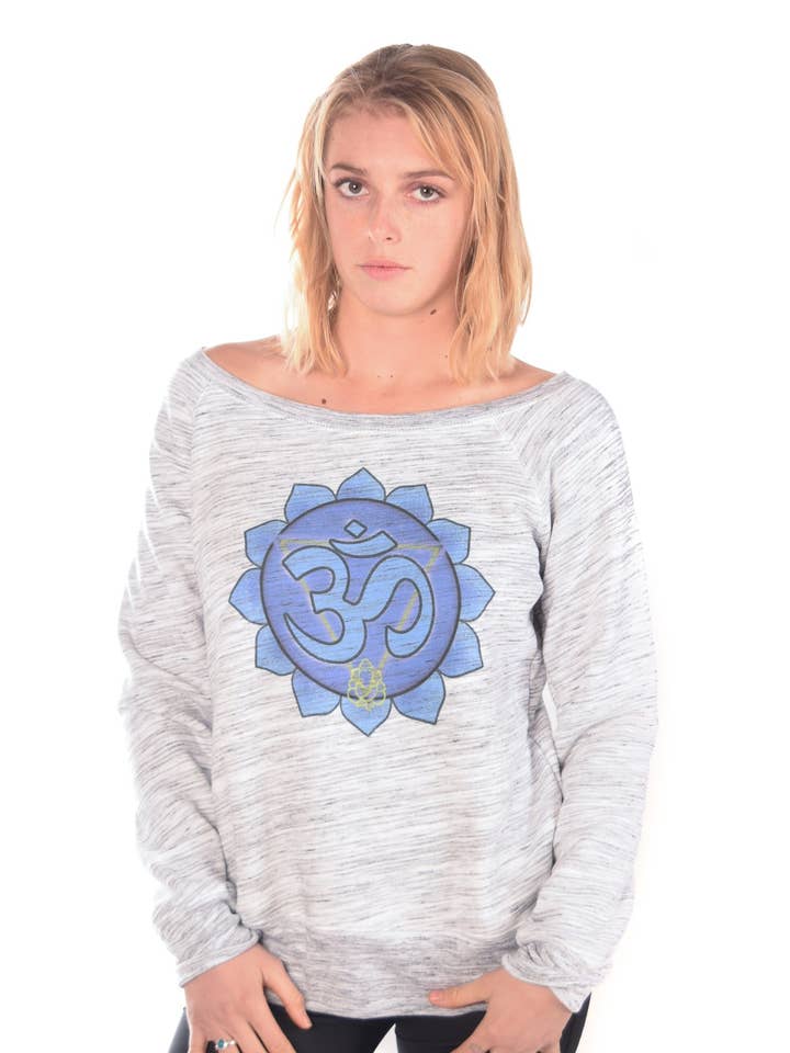 Hals-Chakra-Fleece-Sweatshirt mit weitem Hals für den Großhandel von Third Eye Threads