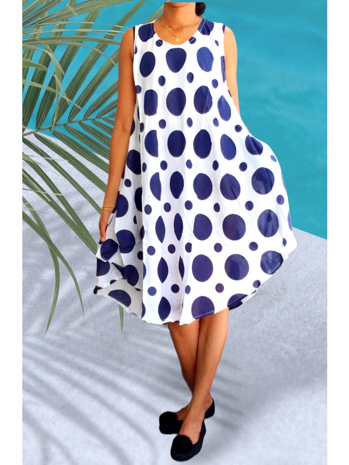 India Batik - Wholesale Dress - Women's - Polkadot Umbrella Dress