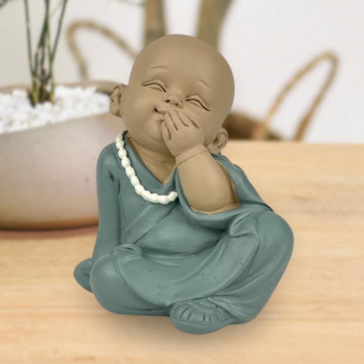 Bronze Monk Figurine Say Nothing symbol of wisdom for wholesale by Zen'Arôme