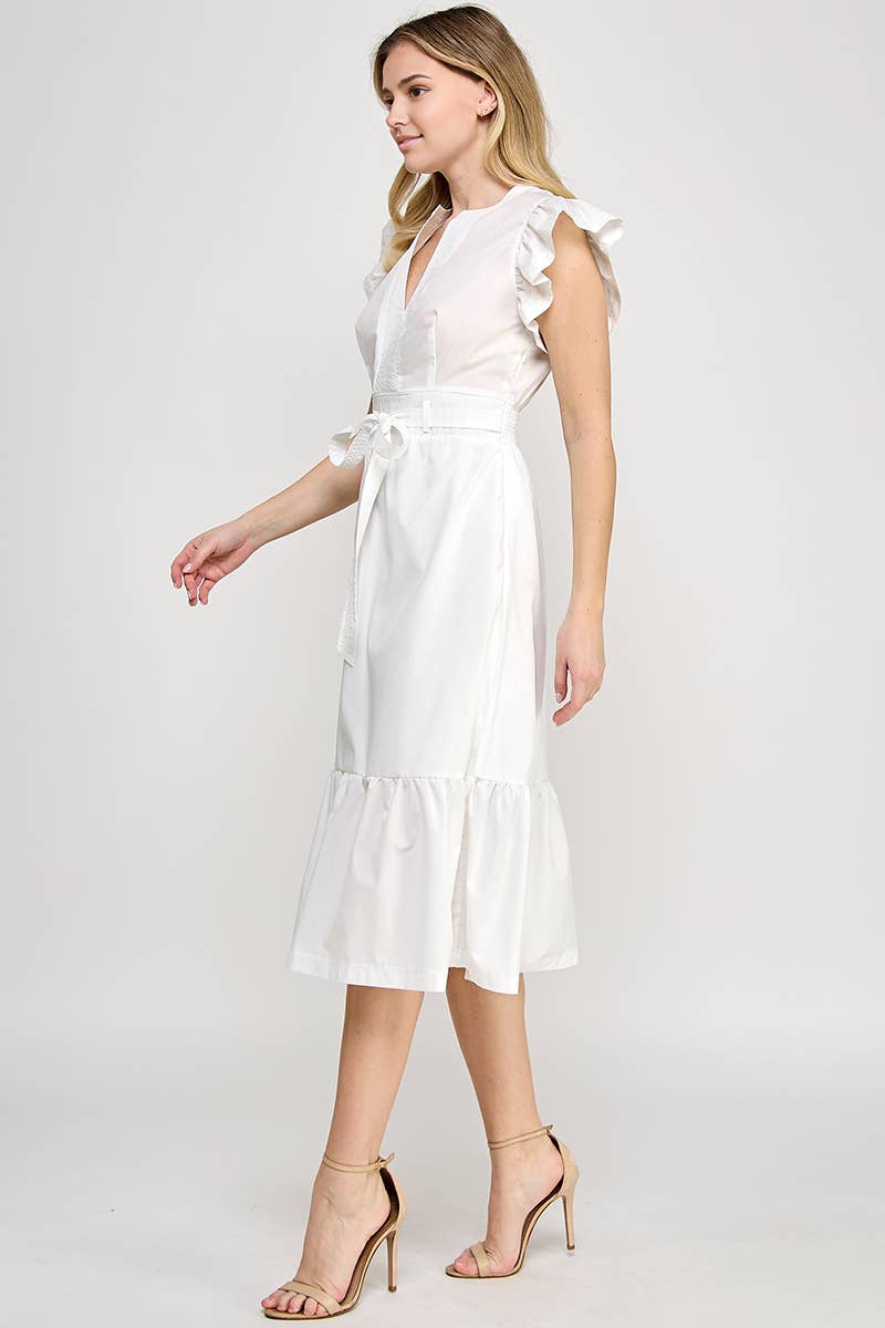 RUBIENN - Wholesale Dress - Women's - Plain Sleeveless Tied Belted Dress1