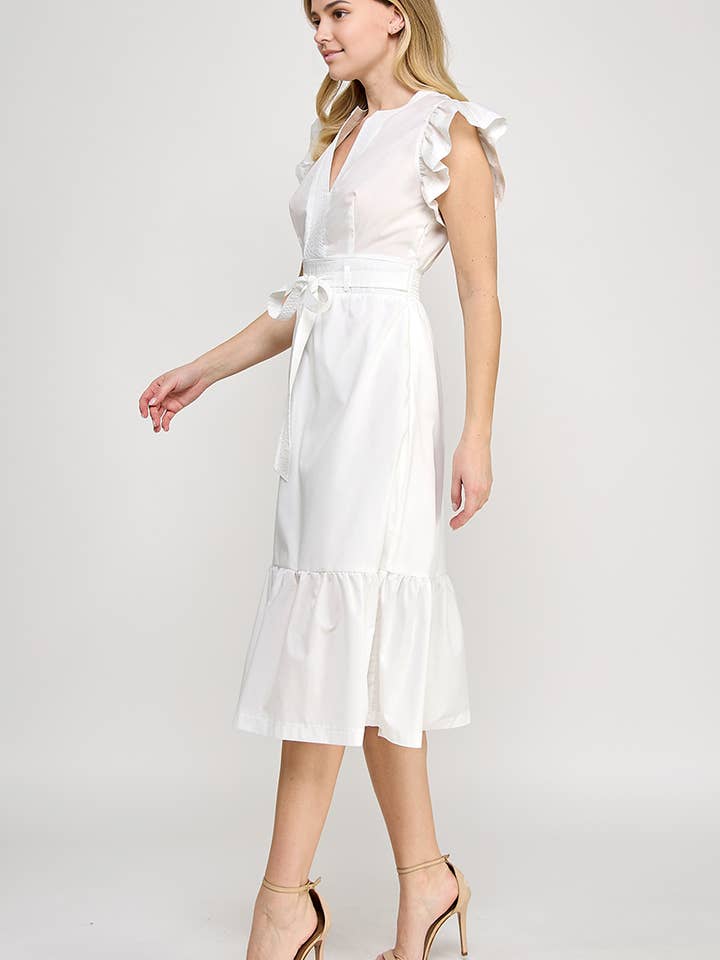 RUBIENN - Wholesale Dress - Women's - Plain Sleeveless Tied Belted Dress1