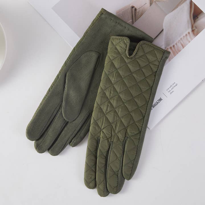 Hana - Wholesale Gloves - Women's - Quilted Diamond Pattern Center Opening  Gloves4