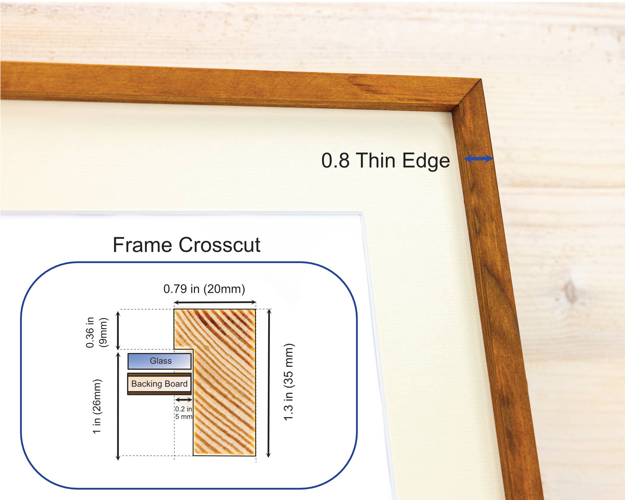 SIA EventFrame – wholesale Bildram – Tunn kant furu lövträ bildram, handgjord mattad ram7