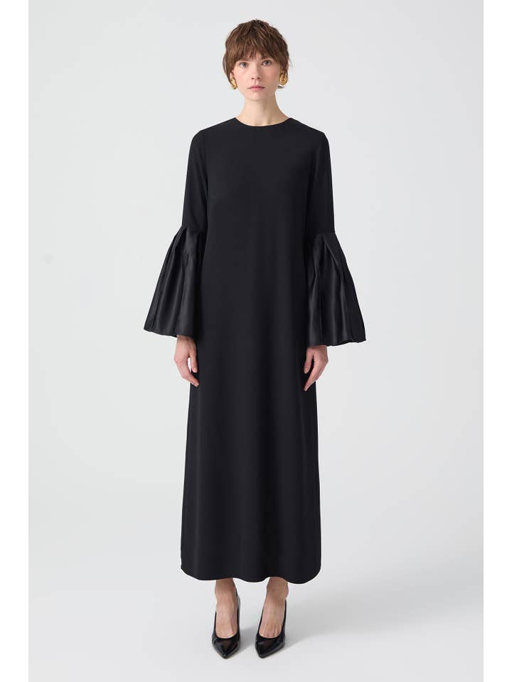 Schwarz KLEID MIT TAFTÄRMELN für den Großhandel auf Faire1