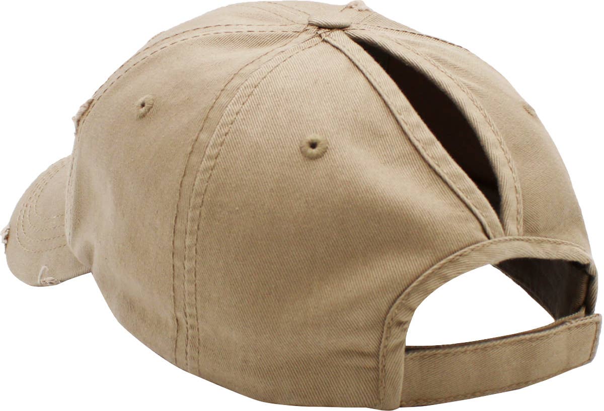 KBETHOS - Wholesale Ponytail Cap - Women's - Ponytail Washed Distressed Cotton Cap40