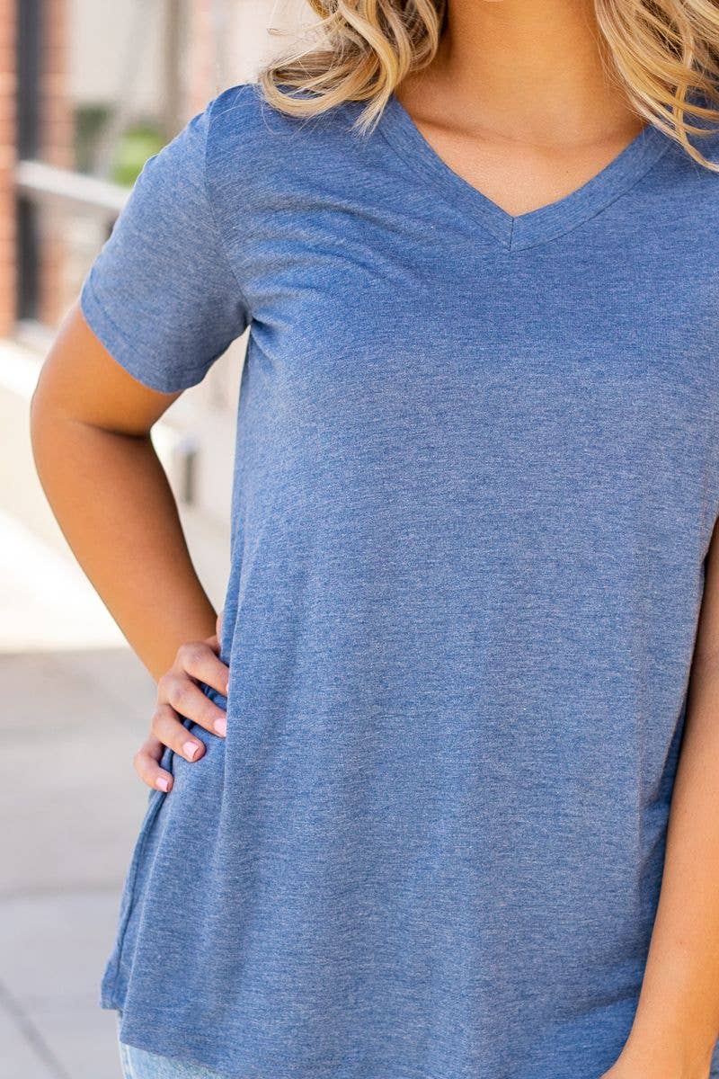 Cadet Blue V-Neck Tee for wholesale on Faire3