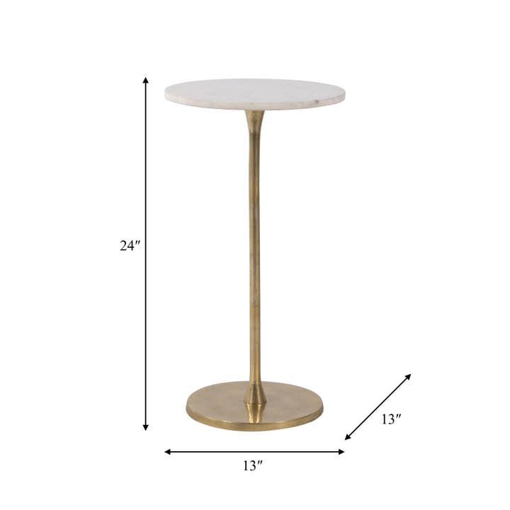 Sagebrook Home - Wholesale Console Table - End Table - Gold/White Marble Top Metal Round Base, 24 in.2