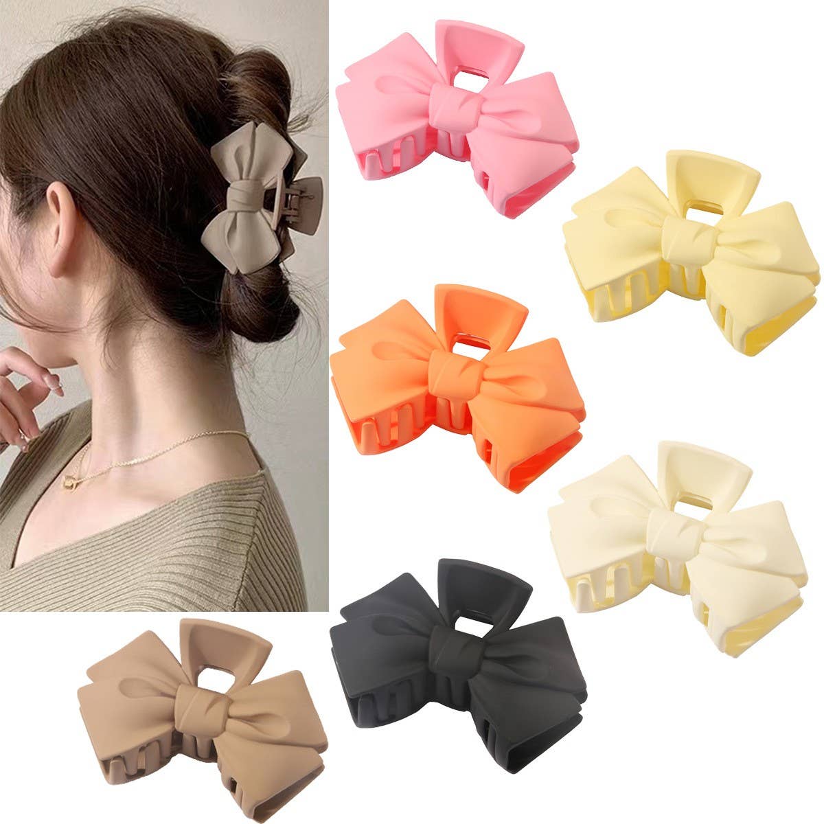 NINEXIS - Wholesale Hair Clip - Women's - CWAHA07452_KOREAN BOW HAIR CLAW CLIP FOR WOMEN UPDO8