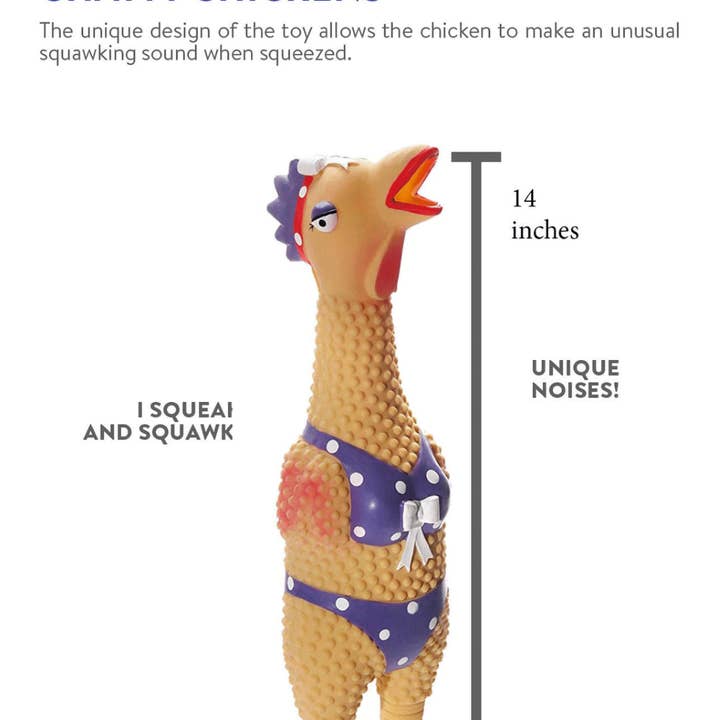 Playful Tail - Wholesale Pet Squeaky Toy - Dog - Charming Pets Barnyard Henrietta Squawker Dog Toy
